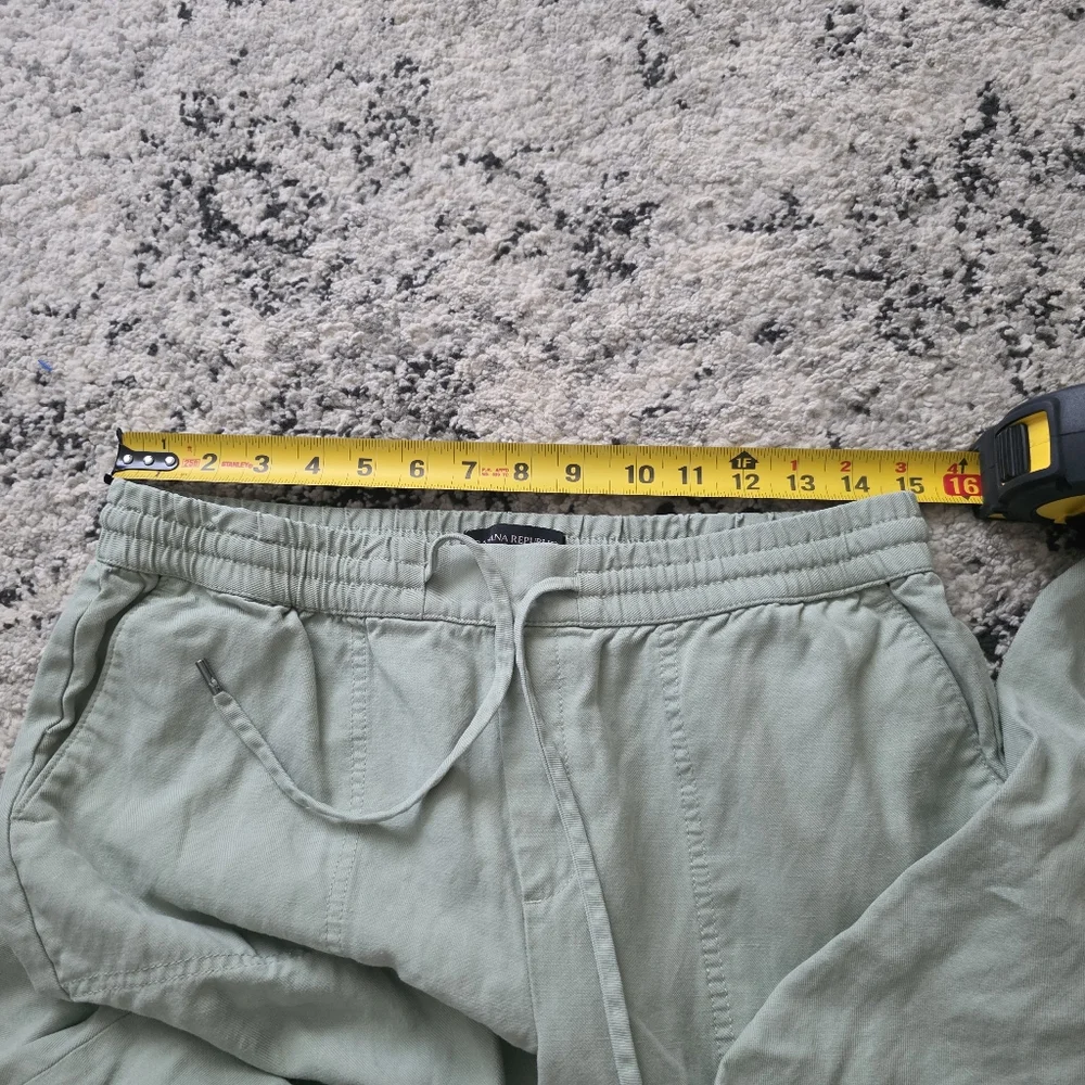 Banana Republic Linen Blend Ankle Pants Wmns Size S Green Preppy Minimalist